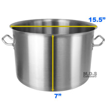 Load image into Gallery viewer, Dutch Oven Pot 22Qt Heavy Duty Commercial Restaurant Capsulated Bottom w/ Lid Traditional Olla Brushed Stainless Steel Low Pot Stockpot