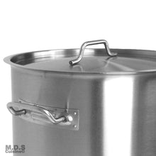 Load image into Gallery viewer, Dutch Oven Pot 22Qt Heavy Duty Commercial Restaurant Capsulated Bottom w/ Lid Traditional Olla Brushed Stainless Steel Low Pot Stockpot